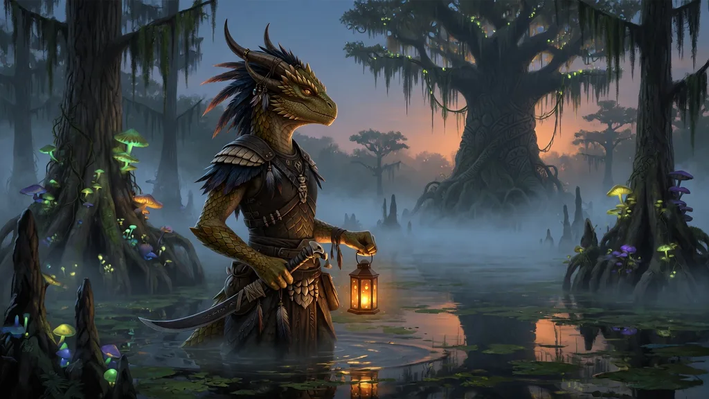 A misty Black Marsh swamp — the Argonian homeland