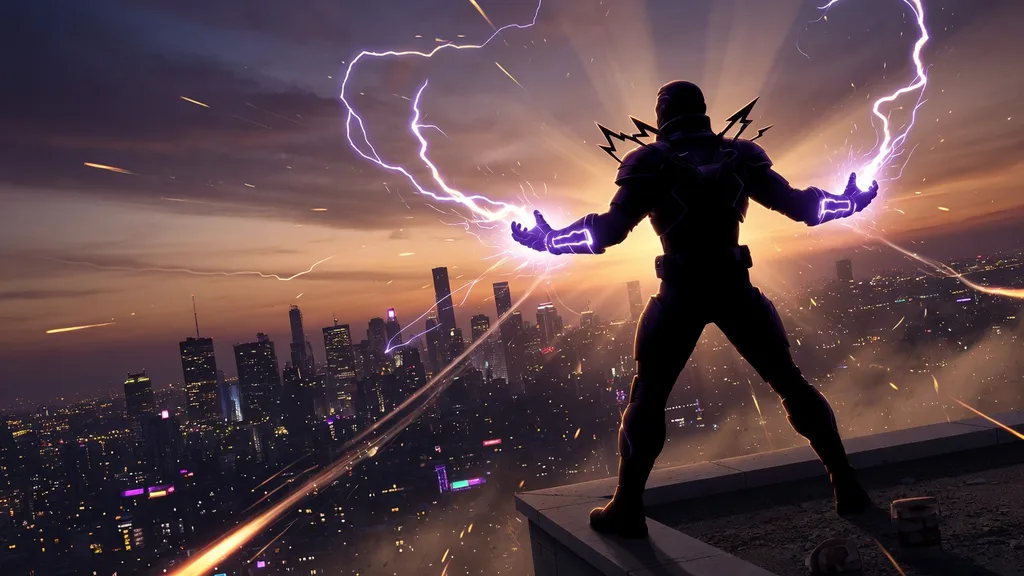A city skyline at dusk — the world a superhero protects